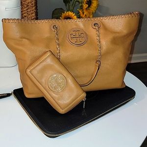 Tory Burch Tan Leather Tote with Wallet